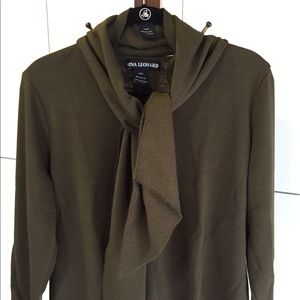 Nina Leonard V Neck Sweater with Two Scarves